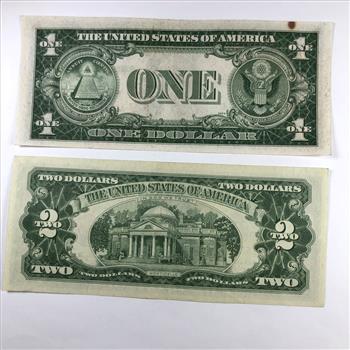 Series 1963 $2 United States Bank Note*Series 1935B $1 Silver Certificate*Both Notes are High Grade with Clean, Crisp Paper