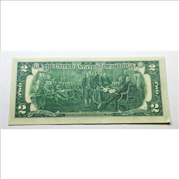 Series 1976 $2 United States Bicentennial Federal Reserve Note with Stamp*New York, NY*Uncirculated