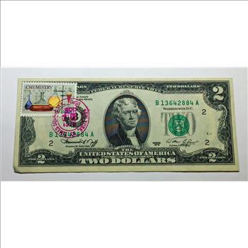 Series 1976 $2 United States Bicentennial Federal Reserve Note with Stamp*New York, NY*Uncirculated
