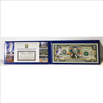 Series 2003A $2 Federal Reserve Note; Cleveland, OH*Commemorating Yellowstone National Park*Colorized Crisp Uncirculated