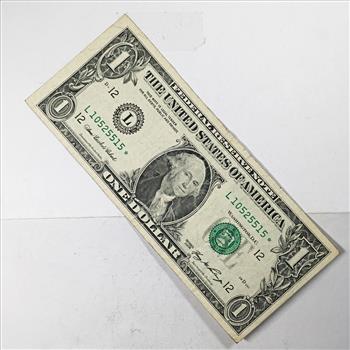 Series 2009 $1 Federal Reserve Note; San Francisco, CA*FANCY S/N L10525515*-Circulated*STAR NOTE