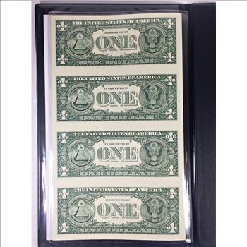 Series 2009 $1 Federal Reserve Notes in UNCUT SHEET*In Banker's Vault Portfolio*Perfect Crisp Uncirculated