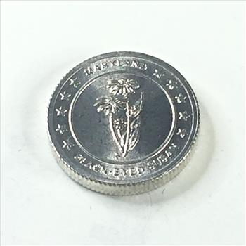 Silver Maryland State Commemorative Round*Flower: Black Eyed Susan*The Old Line State*10.3 mm*1 Gram Sterling Silver