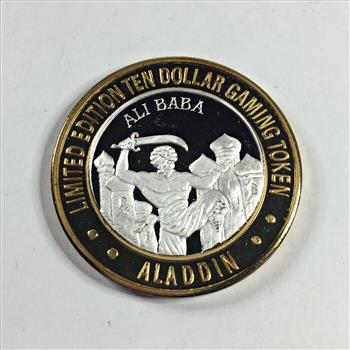 SILVER STRIKE*.999 Fine Silver Limited Edition $10 Gaming Token*Aladdin*Las Vegas, NV*In Protective Capsule