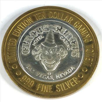 SILVER STRIKE*Circus, Circus*Las Vegas, NV*$10 Proof Silver Gaming Token