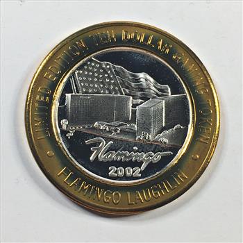 SILVER STRIKE*Flamingo Laughlin; Laughlin, NV $10 Collector's Limited Edition Gaming Token*.999 Proof Silver
