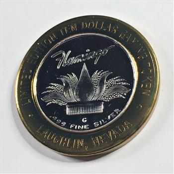 SILVER STRIKE*Flamingo; Laughlin, NV $10 Proof Silver Gaming Token*Limited Edition*In Protective Capsule
