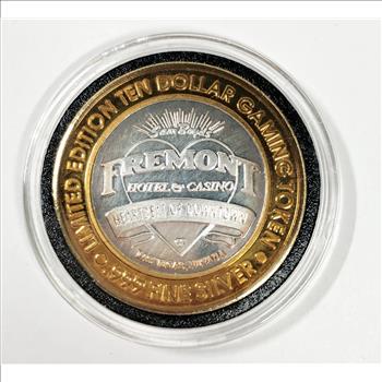 SILVER STRIKE*Fremont Hotel/Casino; Las Vegas, NV $10 Proof Silver Gaming Token*Limited Edition*In Protective Capsule