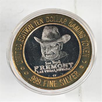 SILVER STRIKE*Fremont; Las Vegas, NV $10 Collector's Limited Edition Gaming Token*.999 Proof Silver