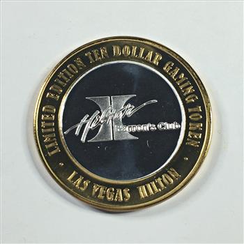 SILVER STRIKE*Las Vegas Hilton; Las Vegas, NV $10 Proof Silver Gaming Token*Limited Edition*In Protective Capsule