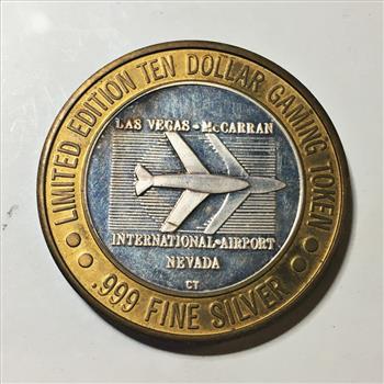 SILVER STRIKE*McCarran Slots; Las Vegas International Airport, NV*Deer*$10 Proof Silver Gaming Token*Limited Edition