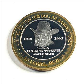 SILVER STRIKE*Sam's Town; Las Vegas, NV $10 Collector's Limited Edition Gaming Token*.999 Proof Silver