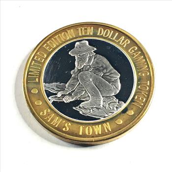 SILVER STRIKE*Sam's Town; Las Vegas, NV $10 Collector's Limited Edition Gaming Token*.999 Proof Silver