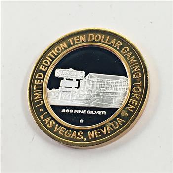 SILVER STRIKE*Sam's Town; Las Vegas, NV $10 Collector's Limited Edition Gaming Token*.999 Proof Silver