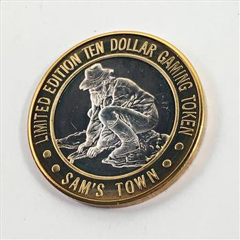 SILVER STRIKE*Sam's Town; Las Vegas, NV $10 Collector's Limited Edition Gaming Token*.999 Proof Silver