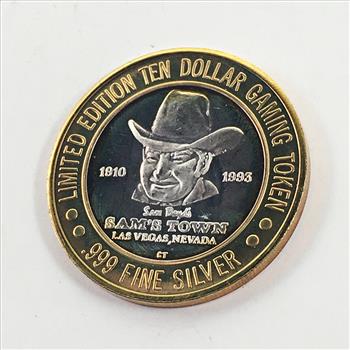 SILVER STRIKE*Sam's Town; Las Vegas, NV $10 Collector's Limited Edition Gaming Token*.999 Proof Silver