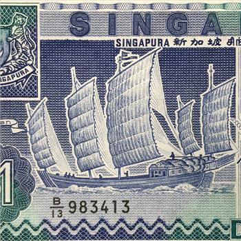 Singapore $1  Crisp Uncirculated Bank Note