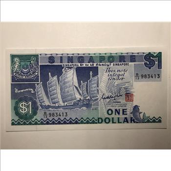 Singapore $1  Crisp Uncirculated Bank Note