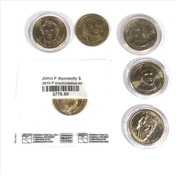 Six (6) Coin Lot of Gold Colored Commemorative Dollars