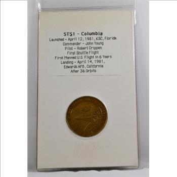 Solid Bronze Medallion - Shuttle Crew Emblem - First Shuttle Flight - STS 1 - Columbia