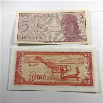 South East Asia: Lot of 2 World Currency Lot of 2 in Protective Sleeve