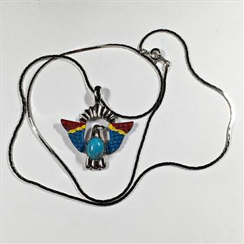 Southwest Native American Style Thunderbird Pendant with Necklace
