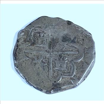 Spanish Colonial 4 Real Cob Nice Silver Coin from Philip II 10.8 grams Circa 1575