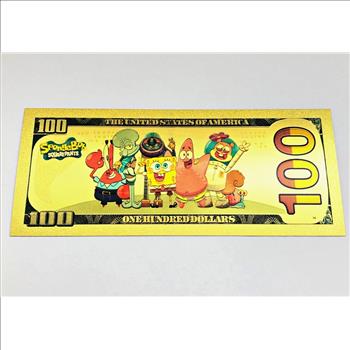 Sponge Bob Gold Foil 100 Dollar Commemorative Banknote
