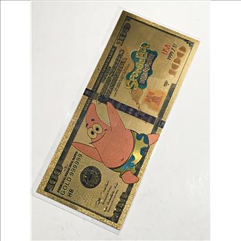 Sponge Bob/Patrick Gold Foil 100 Dollar Banknote