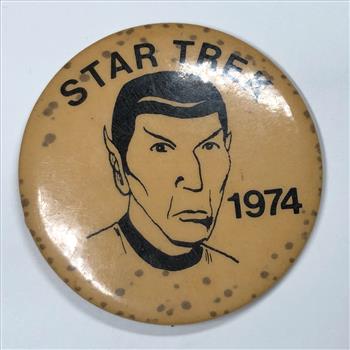 Star Trek 1974 Spock Vulcain Pin Back Button