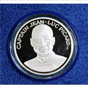 STAR TREK The Next Generation Silver Medallion in Beautiful Display Box*1oz .999 Fine Silver*Captain Picard
