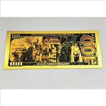 Star Wars/CP3O Gold Foil 100 Dollar Commemorative Banknote