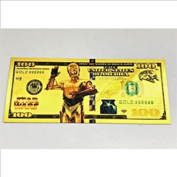 Star Wars/CP3O Gold Foil 100 Dollar Commemorative Banknote