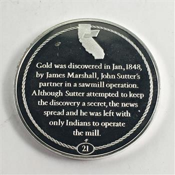 Sterling Silver (27g) California Comm. - Gold Discovered at Sutter's Mill 1848