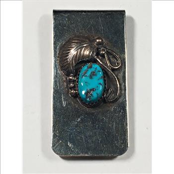 Sterling Silver and Turquoise Money Clip*Design on Clip is Sterling