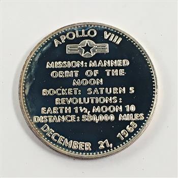 Sterling Silver Commemorative Space Exploration Rounds*APOLLO VIII*20.5 Grams .925 Proof Silver*Deep Cameo