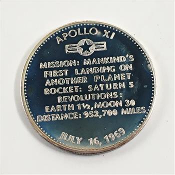 Sterling Silver Commemorative Space Exploration Rounds*APOLLO XI*20.5 Grams .925 Proof Silver*Deep Cameo