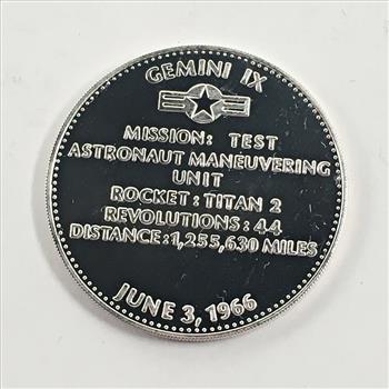 Sterling Silver Commemorative Space Exploration Rounds*GEMINI IX*20.5 Grams .925 Proof Silver*Deep Cameo