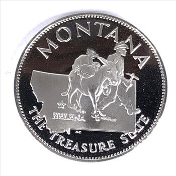Sterling Silver Montana Commemorative Medallion*The Treasure State*13.5 Garms .925 Silver*Franklin Mint