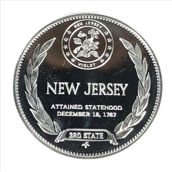 Sterling Silver New Jersey Commemorative Medallion*The Garden State*13.5 Garms .925 Silver*Franklin Mint