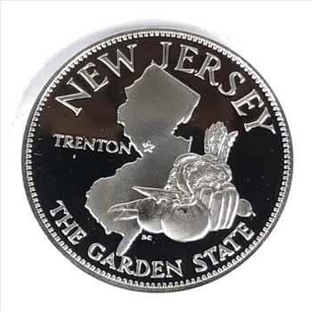 Sterling Silver New Jersey Commemorative Medallion*The Garden State*13.5 Garms .925 Silver*Franklin Mint