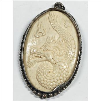 Sterling Silver/Ivory Colored Pendant*11 Grams Total ASW .925