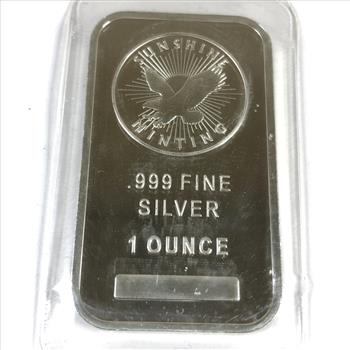 Sunshine Minting 999 Fine Silver 1 Troy Oz Ingot Bar Sealed from Mint