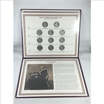 Susan B. Anthony US Dollar Coin & Stamp Collection*Eleven SBA Uncirculated Dollars and 2 SBA Commemorative Stamps