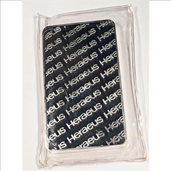 Ten Troy Ounces .999 Fine Silver Bar*Heraeus*In Original Sealed Packet
