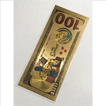 The Simpsons/Bart Gold Foil 100 Dollar Banknote