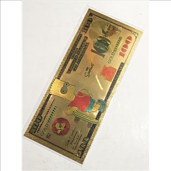 The Simpsons/Bart Gold Foil 100 Dollar Banknote