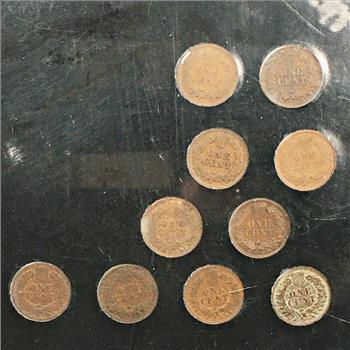 The Vanishing Native American Penny Collection*Ten (10) Indian Head Cents*Clear Custom Frame