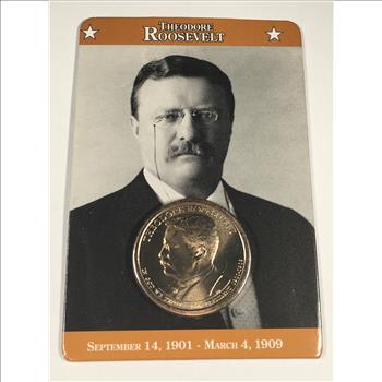 Theodore Roosevelt Presidential Commemorative Dollar*Brilliant Uncirculated*Facts Card