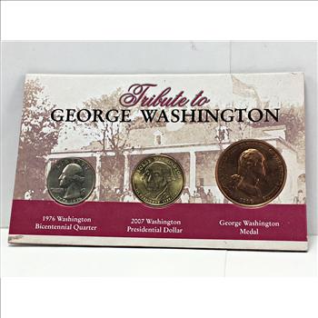 Tribute to George Washington: 1976 Bicentennial Quarter, 2007 Presidential Dollar and Presidential Medal